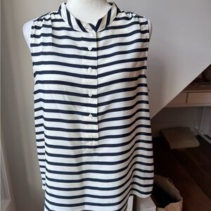 J. Crew Navy and White Striped Blouse